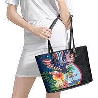 Guam Fourth of July Leather Tote Bag Tropical Flowers