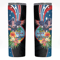 Personalized Guam Fourth of July Skinny Tumbler Tropical Flowers