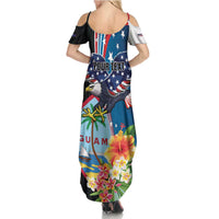 Personalized Guam Fourth of July Summer Maxi Dress Tropical Flowers