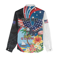 Personalized Guam Fourth of July Women Casual Shirt Tropical Flowers