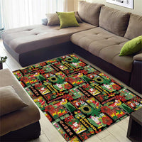 Hawaiian Santa Christmas Pattern Area Rug Black Version LT01 - Polynesian Pride