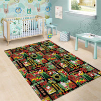 Hawaiian Santa Christmas Pattern Area Rug Black Version LT01 - Polynesian Pride
