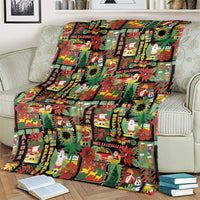 Hawaiian Santa Christmas Pattern Blanket Black Version - Polynesian Pride