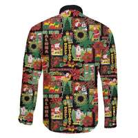 Hawaiian Santa Christmas Pattern Family Matching Off The Shoulder Long Sleeve Dress and Hawaiian Shirt Black Version - Polynesian Pride