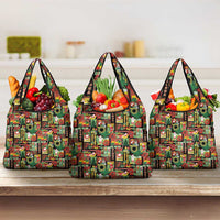 Hawaiian Santa Christmas Pattern Grocery Bag Black Version LT01 3-pack One Size Red - Polynesian Pride