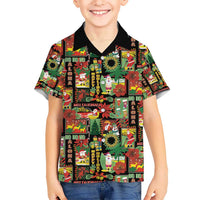 Hawaiian Santa Christmas Pattern Hawaiian Shirt Black Version - Polynesian Pride