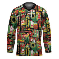 Hawaiian Santa Christmas Pattern Hockey Jersey Black Version LT01 Unisex Red - Polynesian Pride