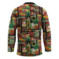 Hawaiian Santa Christmas Pattern Hockey Jersey Black Version - Polynesian Pride