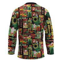 Hawaiian Santa Christmas Pattern Hockey Jersey Black Version LT01 - Polynesian Pride