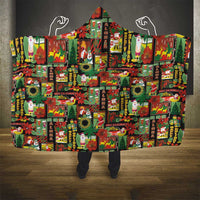 Hawaiian Santa Christmas Pattern Hooded Blanket Black Version - Polynesian Pride