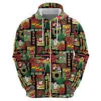 Hawaiian Santa Christmas Pattern Hoodie Black Version - Polynesian Pride