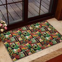 Hawaiian Santa Christmas Pattern Rubber Doormat Black Version - Polynesian Pride
