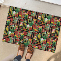Hawaiian Santa Christmas Pattern Rubber Doormat Black Version - Polynesian Pride
