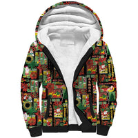 Hawaiian Santa Christmas Pattern Sherpa Hoodie Black Version LT01 Unisex Red - Polynesian Pride