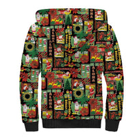 Hawaiian Santa Christmas Pattern Sherpa Hoodie Black Version LT01 - Polynesian Pride