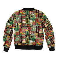 Hawaiian Santa Christmas Pattern Sleeve Zip Bomber Jacket Black Version LT01 - Polynesian Pride