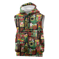 Hawaiian Santa Christmas Pattern Sleeveless Zip Hoodie Black Version LT01 Red - Polynesian Pride