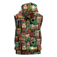 Hawaiian Santa Christmas Pattern Sleeveless Zip Hoodie Black Version LT01 - Polynesian Pride