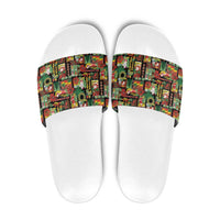 Hawaiian Santa Christmas Pattern Slide Sandals Black Version LT01 Red - Polynesian Pride