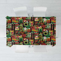 Hawaiian Santa Christmas Pattern Tablecloth Black Version LT01 Red - Polynesian Pride