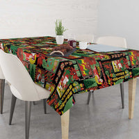 Hawaiian Santa Christmas Pattern Tablecloth Black Version LT01 - Polynesian Pride