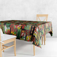 Hawaiian Santa Christmas Pattern Tablecloth Black Version LT01 - Polynesian Pride