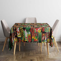 Hawaiian Santa Christmas Pattern Tablecloth Black Version LT01 - Polynesian Pride