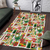 Hawaiian Santa Christmas Pattern Area Rug White Version LT01 Red - Polynesian Pride