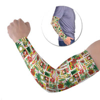 Hawaiian Santa Christmas Pattern Arm Sleeves White Version LT01 Set of 2 Red - Polynesian Pride