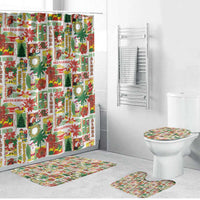 Hawaiian Santa Christmas Pattern Bathroom Set White Version - Polynesian Pride
