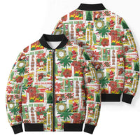 Hawaiian Santa Christmas Pattern Bomber Puffer Jacket White Version - Polynesian Pride