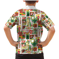 Hawaiian Santa Christmas Pattern Family Matching Mermaid Dress and Hawaiian Shirt White Version - Polynesian Pride