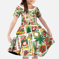 Hawaiian Santa Christmas Pattern Family Matching Off The Shoulder Long Sleeve Dress and Hawaiian Shirt White Version - Polynesian Pride