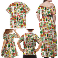 Hawaiian Santa Christmas Pattern Family Matching Off Shoulder Maxi Dress and Hawaiian Shirt White Version - Polynesian Pride