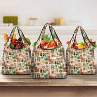 Hawaiian Santa Christmas Pattern Grocery Bag White Version LT01 3-pack One Size Red - Polynesian Pride
