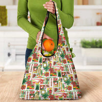 Hawaiian Santa Christmas Pattern Grocery Bag White Version LT01 - Polynesian Pride
