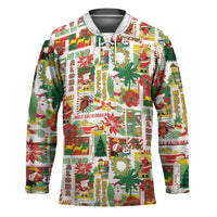 Hawaiian Santa Christmas Pattern Hockey Jersey White Version LT01 Unisex Red - Polynesian Pride