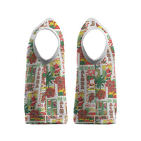 Hawaiian Santa Christmas Pattern Christmas Knitted V-Neck Vest White Version - Polynesian Pride