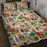 Hawaiian Santa Christmas Pattern Quilt Bed Set White Version - Polynesian Pride