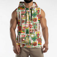 Hawaiian Santa Christmas Pattern Sleeveless Hoodie White Version LT01 - Polynesian Pride