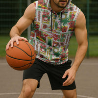 Hawaiian Santa Christmas Pattern Sleeveless Hoodie White Version LT01 - Polynesian Pride