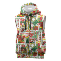 Hawaiian Santa Christmas Pattern Sleeveless Zip Hoodie White Version LT01 Red - Polynesian Pride