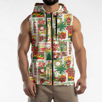 Hawaiian Santa Christmas Pattern Sleeveless Zip Hoodie White Version LT01 - Polynesian Pride