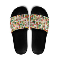 Hawaiian Santa Christmas Pattern Slide Sandals White Version LT01 Red - Polynesian Pride