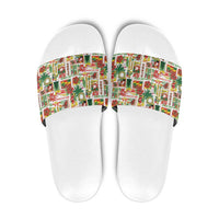 Hawaiian Santa Christmas Pattern Slide Sandals White Version LT01 Red - Polynesian Pride
