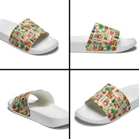 Hawaiian Santa Christmas Pattern Slide Sandals White Version LT01 - Polynesian Pride