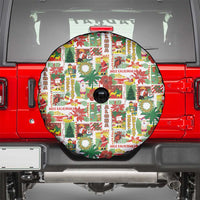 Hawaiian Santa Christmas Pattern Spare Tire Cover White Version - Polynesian Pride