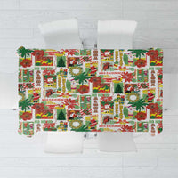 Hawaiian Santa Christmas Pattern Tablecloth White Version LT01 Red - Polynesian Pride