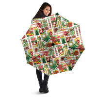 Hawaiian Santa Christmas Pattern Umbrella White Version - Polynesian Pride