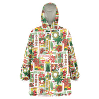 Hawaiian Santa Christmas Pattern Wearable Blanket Hoodie White Version - Polynesian Pride